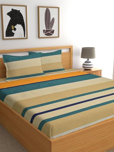 Image of IVAZA Ezyption Cotton Soft and Warm Mix N Match Bedsheet Set for Double Size Bed Soft Durable bedsheet with 2 Pillow Cover Yellow