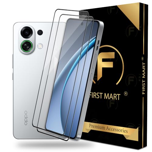 Image of FIRST MART Tempered Glass Screen Protector for Oppo K13 Turbo /Oppo K13 Turbo Pro - Full-Glue Screen Guard, 3D Edge to Edge, HD Clear, Bubble-Free, Case-Friendly, Black, Pack of 2