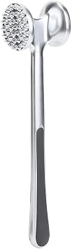 MallArt® Paslanmaz Çelik Et Döveceği, 22 cm, Çift Taraflı Başlık, Kaymaz Saplı