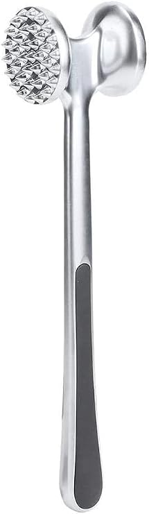 MallArt® Paslanmaz Çelik Et Döveceği, 22 cm, Çift Taraflı Başlık, Kaymaz Saplı