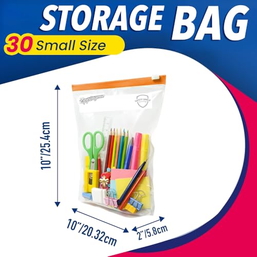 Image of Reusable Transparent Storage Bags with Slider Zip Lock | 15 Large Size (12 inchx14.5 inch with 5 inch Bottom) | Ziplock Pouch or Bag for Clothes, Shoes, Saree & Travel Packing | Zipper Pouch (Small (30))