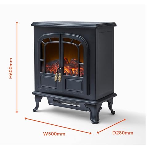 Warmlite Wingham Log Effect Stove Fire with Realistic LED Flame Effect, Adjustable Thermostat, 2000W - Image 9