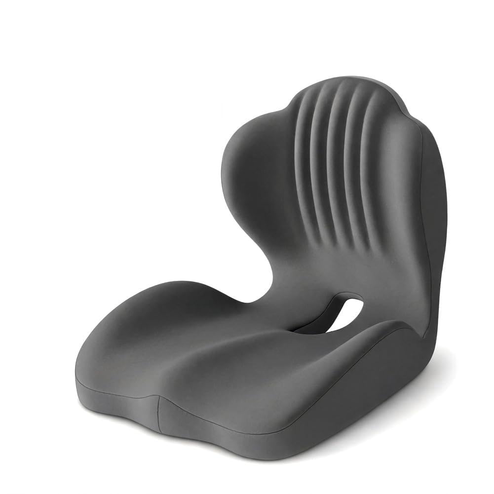 Gohytal Cojín de asiento para silla de oficina con respaldo, cojín ortopédico, asiento en forma de L y cojín lumbar de espuma viscoelástica, soporte lumbar para silla de oficina, asiento de coche