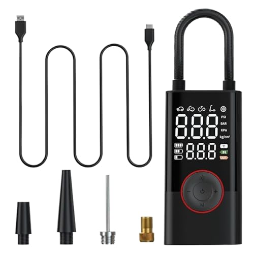 Jlobnyiun Inflador De Neumáticos Portátil Para Coche | Compresor Eléctrico Inalámbrico 150 PSI Pantalla Digital | 5 Modos Pantalla Digital Apagado Automático Bomba De Aire Portátil - Para Auto Camión