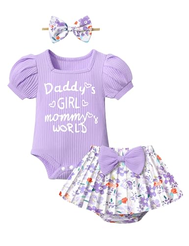 Image of KANGKANG Baby Girl Clothes Short-sleeve Square Neck Romper + Floral Pleated Skirts Shorts Headband Spring Summer Outfits