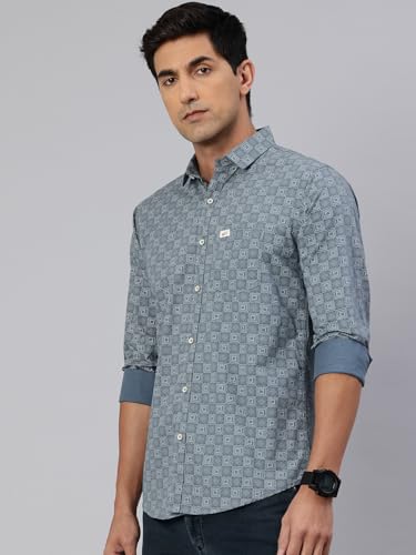Image of Majestic Man Custom Abstract Printed Pure Cotton Slim Fit Casual Shirt