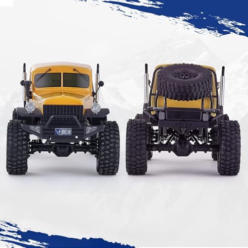 Image of EAZYRC FMS Rochobby 1 /10 Atlas Ready Set RC Crawler RC Truck 4X4 with Lighting, 2.4GHz Radio,Ball Bearing, Metal-Gear Full,4 Link Suspension,Rapid Separation Car Body for Adult (Yellow)