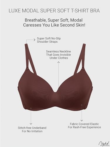 Image of Nykd (NYB013) Ultra Soft Luxe Modal Fabric Lightly Padded & Non Wired Tshirt Bra for Women | Seamless Neckline with Comfortable, Soft & Non Slip Shoulder Strap