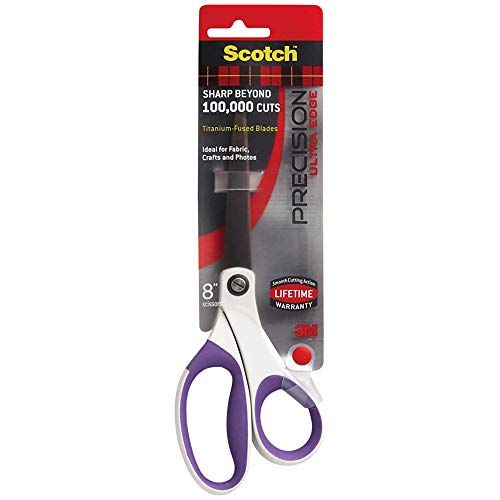 Scotch Precision Ultra-Edge Titanium Scissors, Pointed Tip, 8 Inch, Assorted Colors