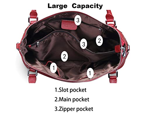 Image of HESHE Leather Purses and Handbag for Women Shoulder Bag Tote Top Handle Bag | Genuine Designer Large Capcity Hobo Crossbody Satchel Travel Work Ladies Zippered Ladies Daily Bag Adjustable Long Strap
