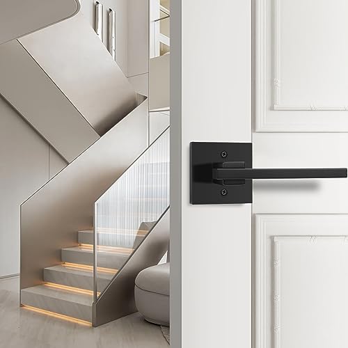 Image of Orger 1 Pack Black Dummy Door Handle Interior Non-Turning Door Lever, Square Dummy Handle for Closet Pantry Single Side