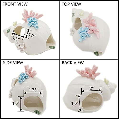 Starryfill Aquarium Decorations White Ceramic Conch Thematic Ornament With Three Holes For Betta Fish Passing Or Hiding Safely,Betta Fish Tank For Small And Medium Fish #TOP2