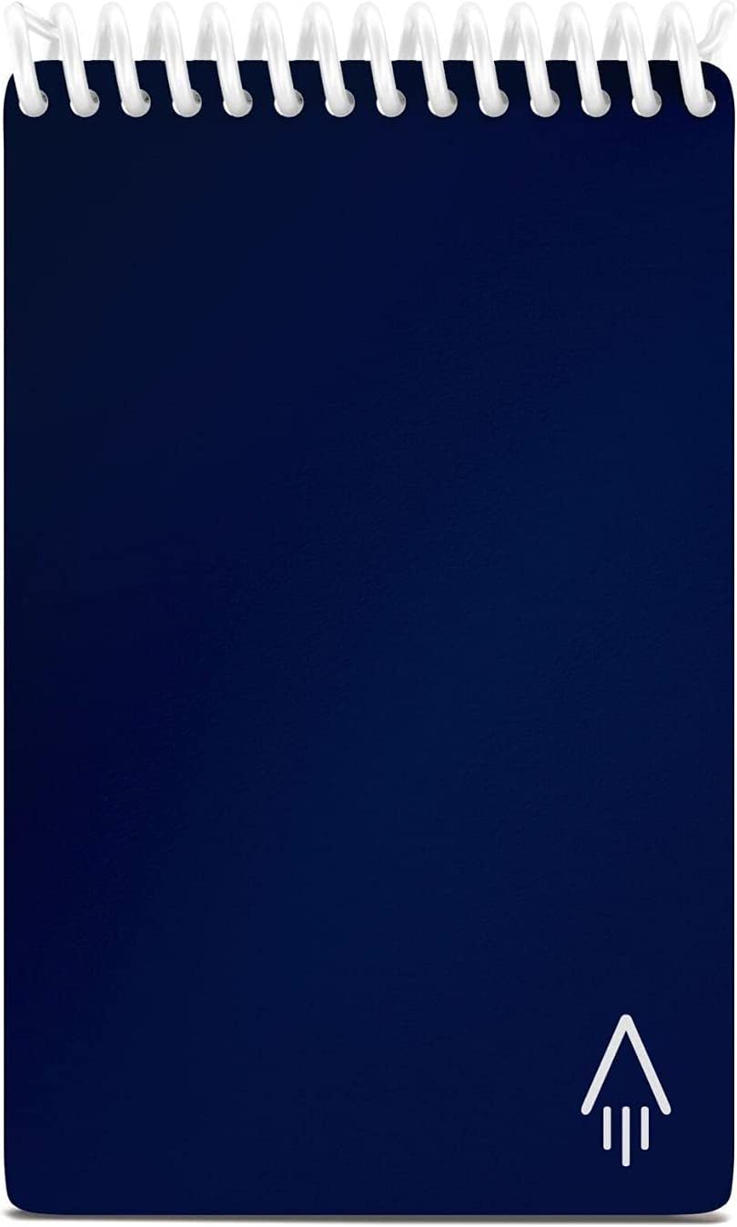 Rocketbook Reusable Digital Notebook - Smart Notepad A6 Blue - Wirebound Note Book To Do List Pad, Dotted Paper with Frixion Erasable Pen and Wipe, Office Gadget with Rocketbook App Reduce Paper Waste