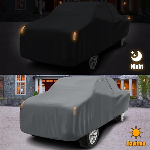 Image of Waterproof Car Covers Replace for 2005-2025 Toyota Tacoma Double Cab 5ft, 10 Layers Heavy Duty with Cotton Liner Truck Cover with Zipper Door, Windproof Bands for Snow Rain Dust Protection