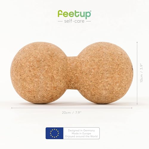 Image of FeetUp - Peanut Massage Ball, Double Massage Ball for Neck, Back, and Legs; Ideal for Muscle Massage, Trigger Points, Yoga Therapy; Pure Cork Balls for Deep Massage