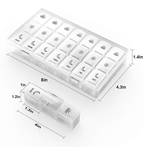 Image of BUG HULL Weekly Pill Organizer 3X a Day, Daily 7 Day Medicine Pill Organizer 3 Times a Day, Travel Pill Case Container for Vitamins, Supplements