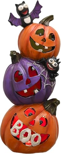 🎃 Lustige Halloween Deko: 25cm Harz Kürbis Figur mit LED Licht – Gruselige Tischornamente für die perfekte Halloween Party! 👻