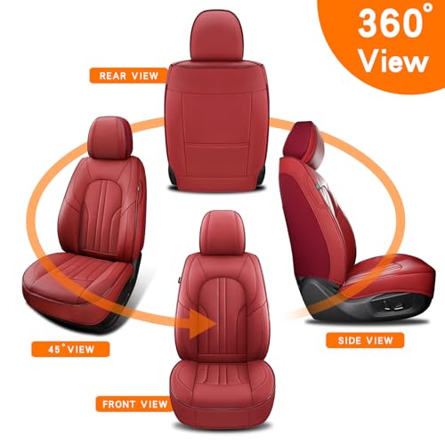 Image of Car Seat Covers,Car Seat Protector Waterproof,Seat Covers Front Set, Car Seat Protectors,Automotive Seat Covers Fit for Most Cars Wine Red