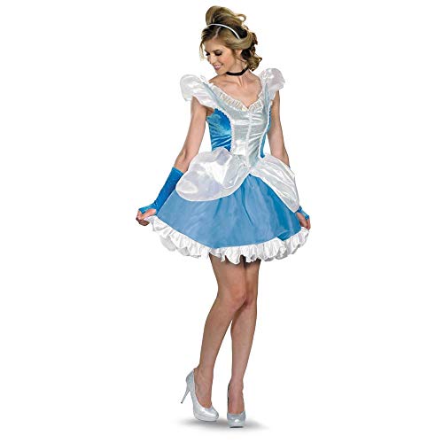 Disguise Disney Deluxe Sassy Cinderella Costume, Blue/White, Large/12-14