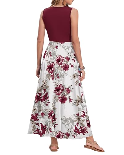 Image of AUSELILY Womens Maxi Dress Summer Sleeveless Wrap Long Dresses with Pockets | V-Neck Wrap Sleeveless Sundress, fits formal, casual, beach, vacation & daily wear