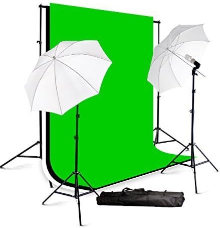 ePhotoInc Kit de iluminación de estudio de fotografía Kit de luz de retrato de video foto con fondo de muselina Soporte de fondo H57