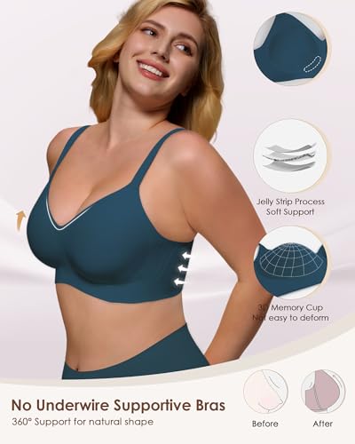 Image of As Fairy Womens Soft Comfortable No Underwire Bras V Neck Seamless Push Up Bralettes Full Coverage Tshirt Brassiere