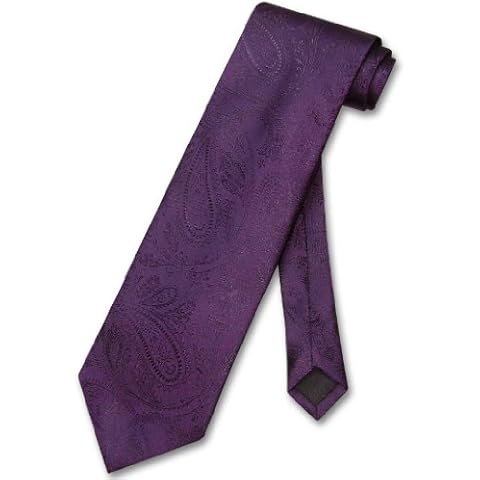Vesuvio Napoli NeckTie DARK PURPLE Color Paisley Design Men's Neck Tie Cover