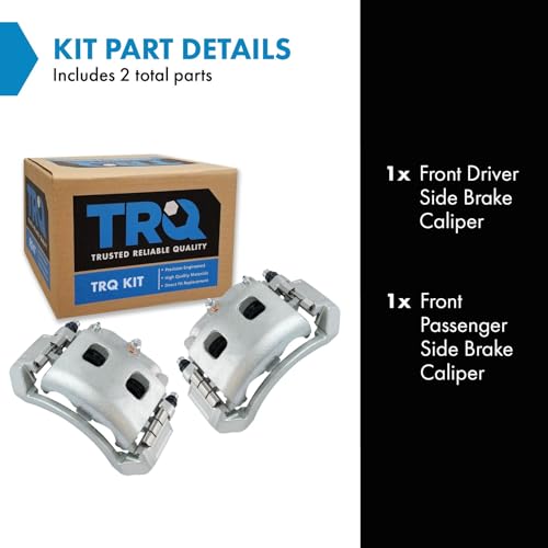 Image of TRQ Front Driver and Passenger Side Brake Caliper Set Caliper Brackets Hardware Compatible with 02-03 Dodge Ram 1500 04-05 Dodge Ram 1500 ST SLT Laramie 04-06 Durango
