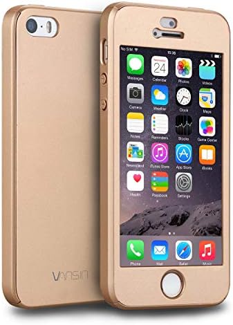 iPhone 5S Case, iPhone 5 Case, iPhone SE Case, VANSIN 360 Full Body Protection Hard Slim Case with Tempered Glass Screen Protector for Apple iPhone 5 5S SE (4.0-inch) - Gold Wireless Phone Accessory