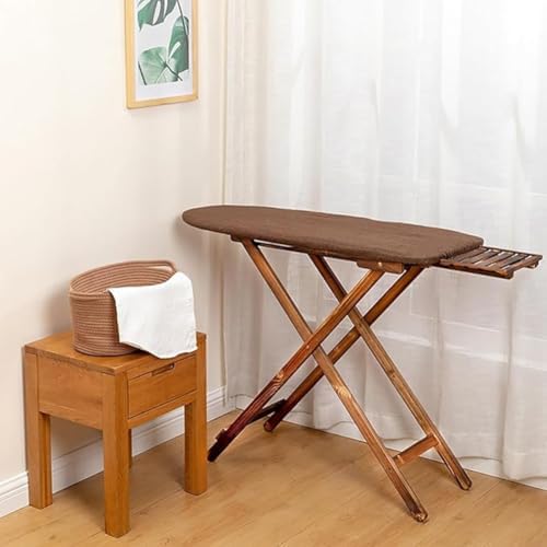 Adjustable Height Solid Wood Ironing Board, Retro Folding Ironing Rack, Large Vertical Design, Sturdy Home Laundry Essential, White Finish for Stylish Interiors