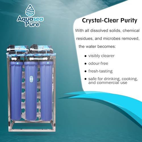 Image of 50 LPH Commercial Ro + Uv Protection RO Water Purifier Plant Stainless Steel With High Tds Membrane And Auto Shut Off + Tds Adjuster (50 litre). Suitable for home,office,collage etc.