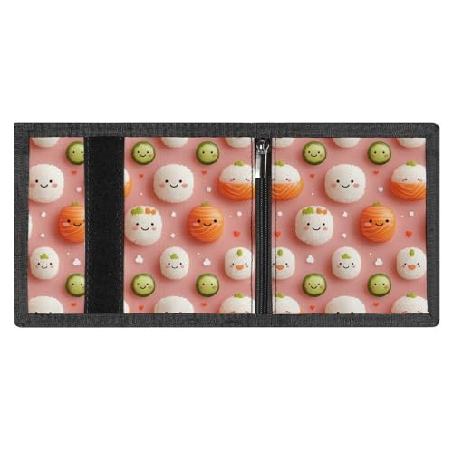 Cute Rice Ball Cucumber Print Wallet for Men, 8 Credit Card Holder Slim Minimalist Front Pocket Small Mens Bifold Wallets3