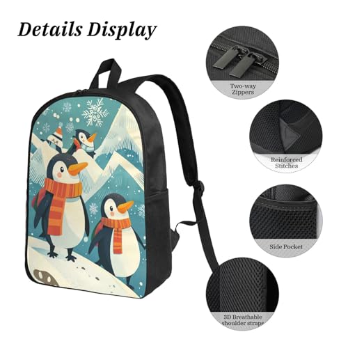 Cartoon Penguin Backpacks 3 Pcs Cute Lightweight Daypack with Fun Graphic Cartoon Print for Travel Work4