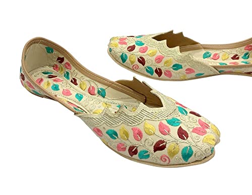 Women Indian Punjabi Jutti Traditional Mojari Fulkari Wedding Shoes Ethnic Flat Handmade Juti3