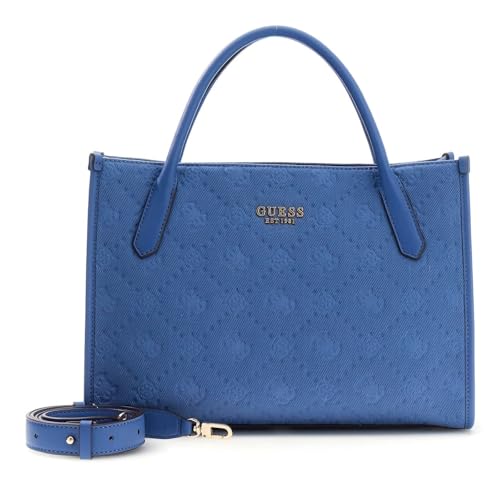 Sac à main GUESS Jodi Tote Grey Blue Logo bleu grand format bandoulière