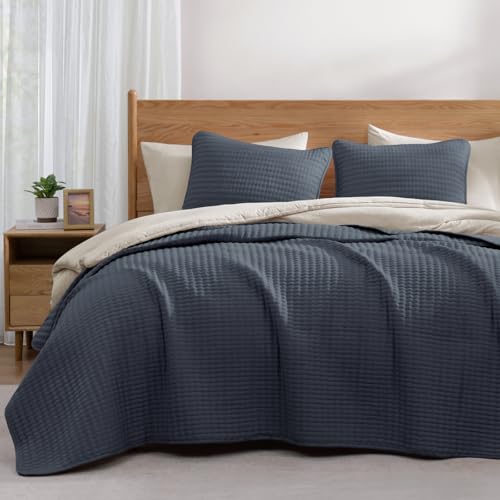 Queen Quilt-Lightweight Bedspreads Blue Grey Queen Size Quilt Bedding Set