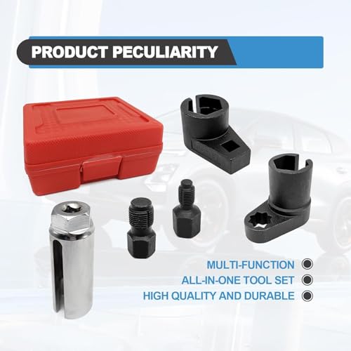 NOTISH 5PCS Automotive O2 Oxygen Sensor Socket Set Wrench Remover Tool and Thread Chaser Tool Set