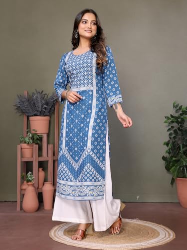Image of rangita Rayon Calf Length Embroidered Straight Kurti | Kurta for Women