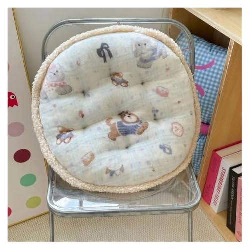 Cojín de asiento de coche de invierno con forro polar leche redondo Bear Biscuit Blue 4