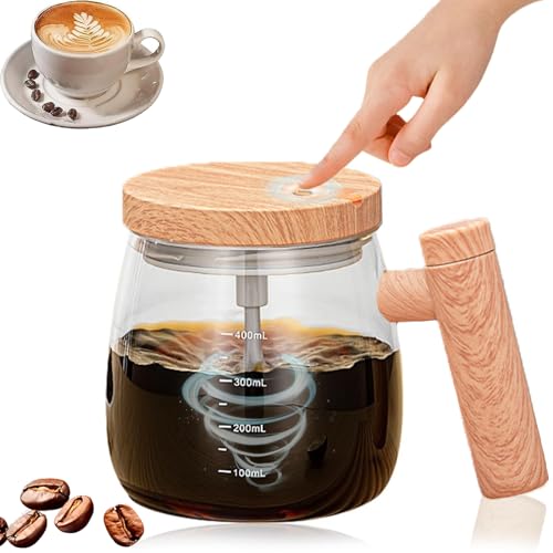 Opiniones de Taza Electrica Top 10. 49 Taza Automezcladora, Taza Agitadora Alta Velocidad, Arranque con Una Sola Tecla, Fuerte Fuerza Torsión y Mezcla Rápida, Apta para Café, Leche, Bebidas. (Blanco)