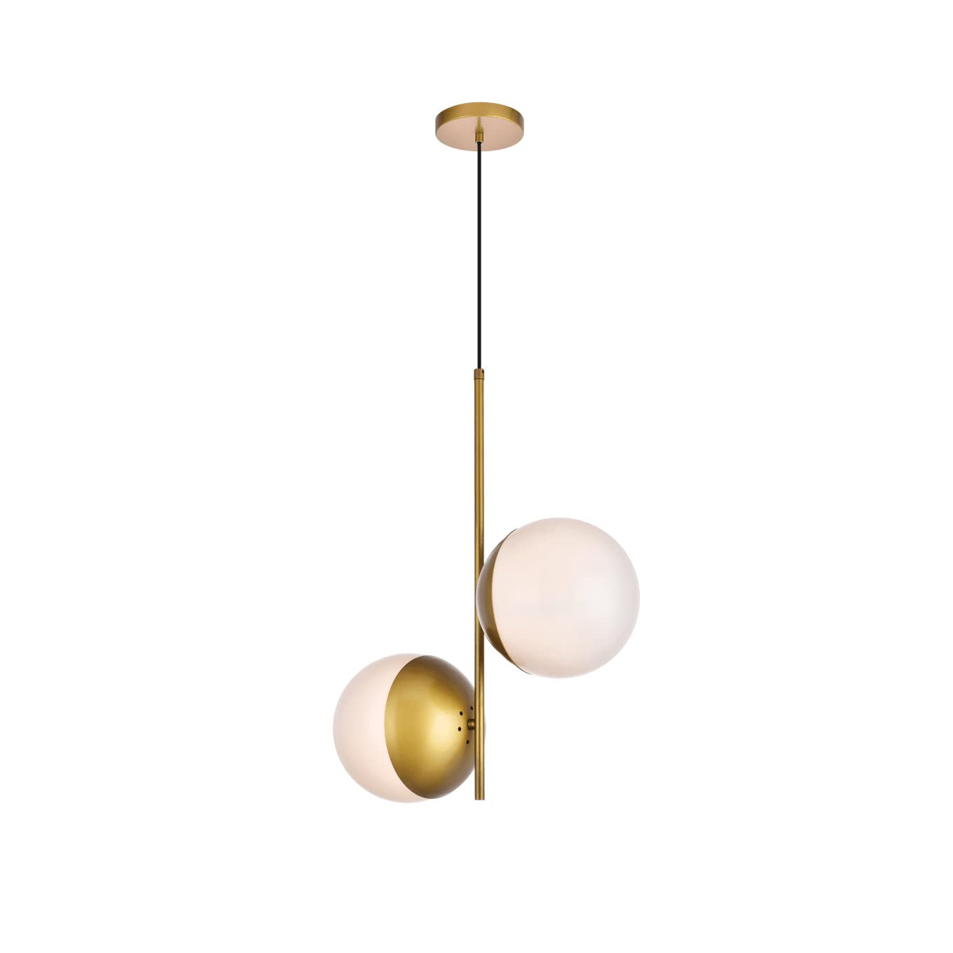 Living District Eclipse 2 Lights Brass Pendant with Frosted White Glass