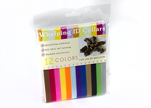 MEKBOK Whelping Collars -Puppy ID Bands Newborn Puppy Collars for Litter, Pack of 12 (Assorted Colors), Adjustable & Reusable - Great for Identifying Puppies, Kittens, and Other Small Animals