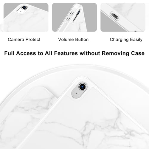 Image of ToaPoia Case for iPad (A16) 11 Inch 2025 /iPad 10th Generation 10.9 Inch 2022, Slim Trifold Stand Protective Cover with Pencil Holder and Soft TPU Back,Support Auto Sleep /Wake (Marble White)