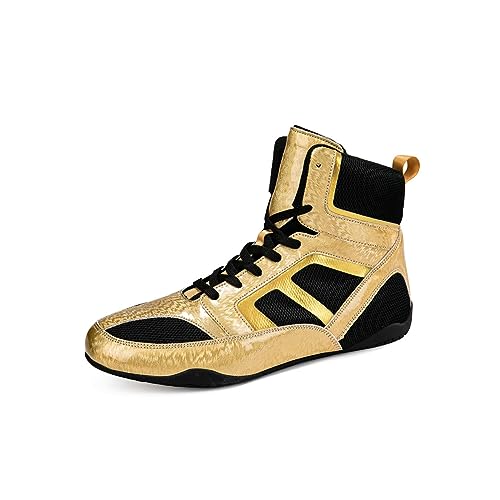 Kervaky Men's Wrestling Shoes Professional Boxing Shoes Lightweight and Breathable Weightlifting Shoes Fitness Shoes Training shoes-Gold-46