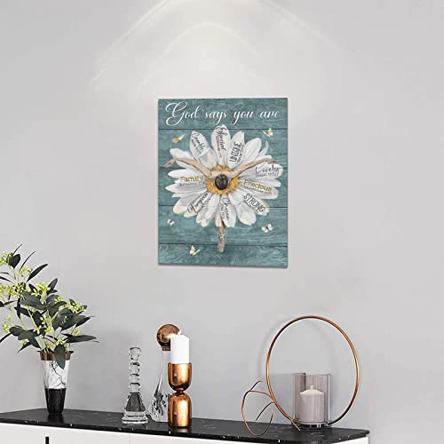 Daisy Bathroom Wall Art For Girl's Room Teal Floral Wall Decor Motivational Dancing Ballet Girl Pictures White Butterfly Daisy Canvas Prints Painting Framed Artwork For Bathroom Bedroom 12"X16" #TOP1