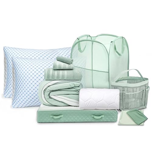 Hearth & Harbor Complete Dorm Room Set, Twin XL Comforter Set, Sheet Set, Pillows, Mattress...