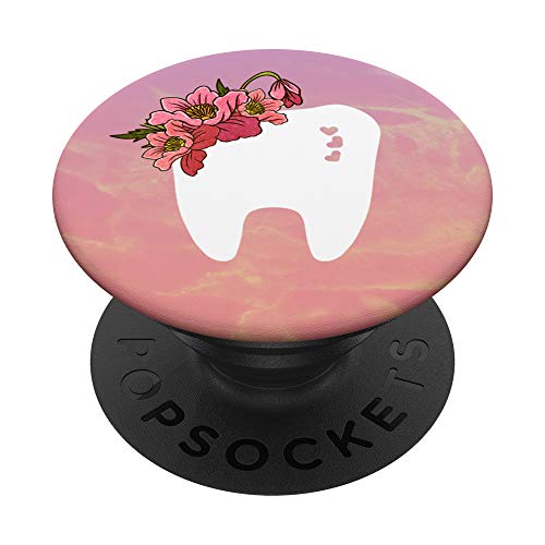 Tooth Flower Cute Dentist Dental Assistant Orthodontist Gift PopSockets PopGrip: Swappable Grip for Phones & Tablets