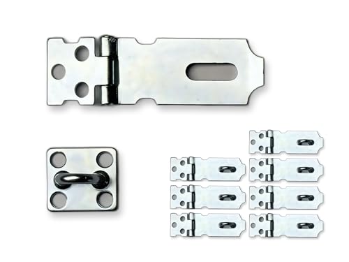 Image of QCAA Safety HASP with Fixed Staple Steel Construction, 2 inch, Zinc, 8 Pack, Made in Taiwan