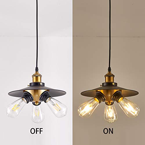 Ylong-Zs Black Hanging Lamps Swag Lights Plug In Pendant Light 16.4 Ft Cord And Chain/Hanging Pendant Light Cage In-Line On/Off Switch For Kitchen Island, Dining Room, Entryway，3Lights，Black Finish #TOP2