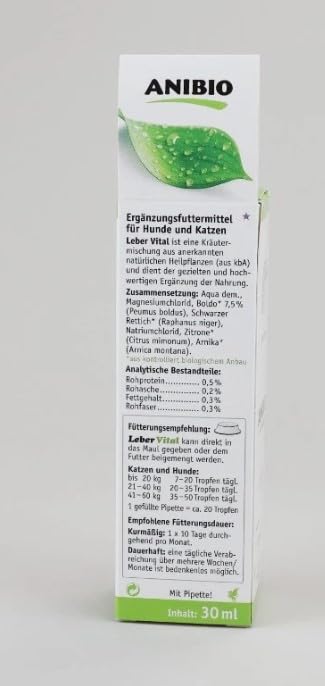 Anibio Leber-Vital 30ml (Tropfen) Ergänzungsfutter für Hunde und Katzen